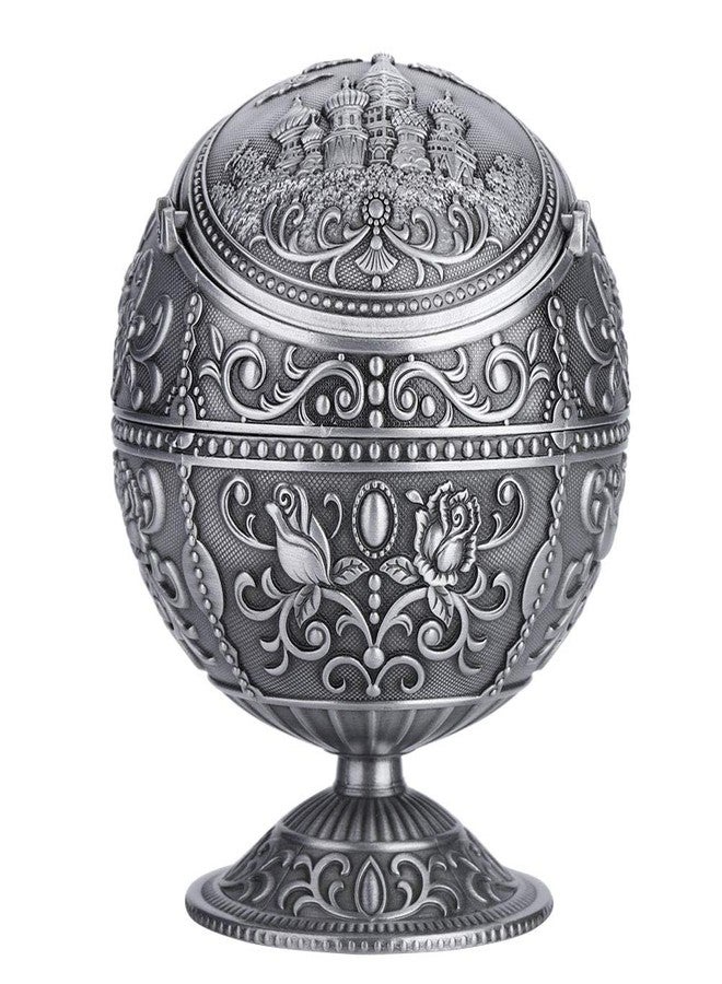Zerone Vintage Round Ball Metal Ashtray, Tin Castle Decorative Design - Image 1